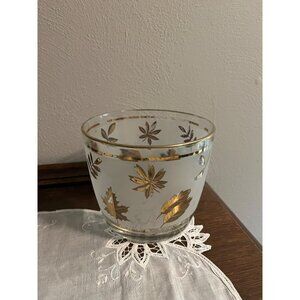 Vintage Libbey with Frosted Glass and Gold Foliage Ice Bucket, design worn off